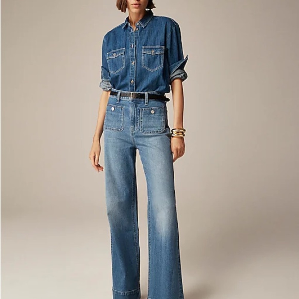 WORN TWICE, LIKE NEW! J.Crew High Rise Denim Trouser Jean with Sailor Pockets